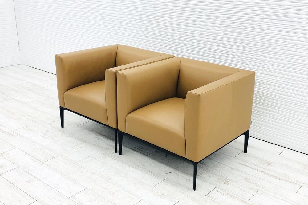 ノール Knoll Jaan781 【2脚セット】 中古 応接ソファ 応接ソファー 中古オフィス家具 レザー ウォルターノル EOOS (イーオス) 【A000002904】