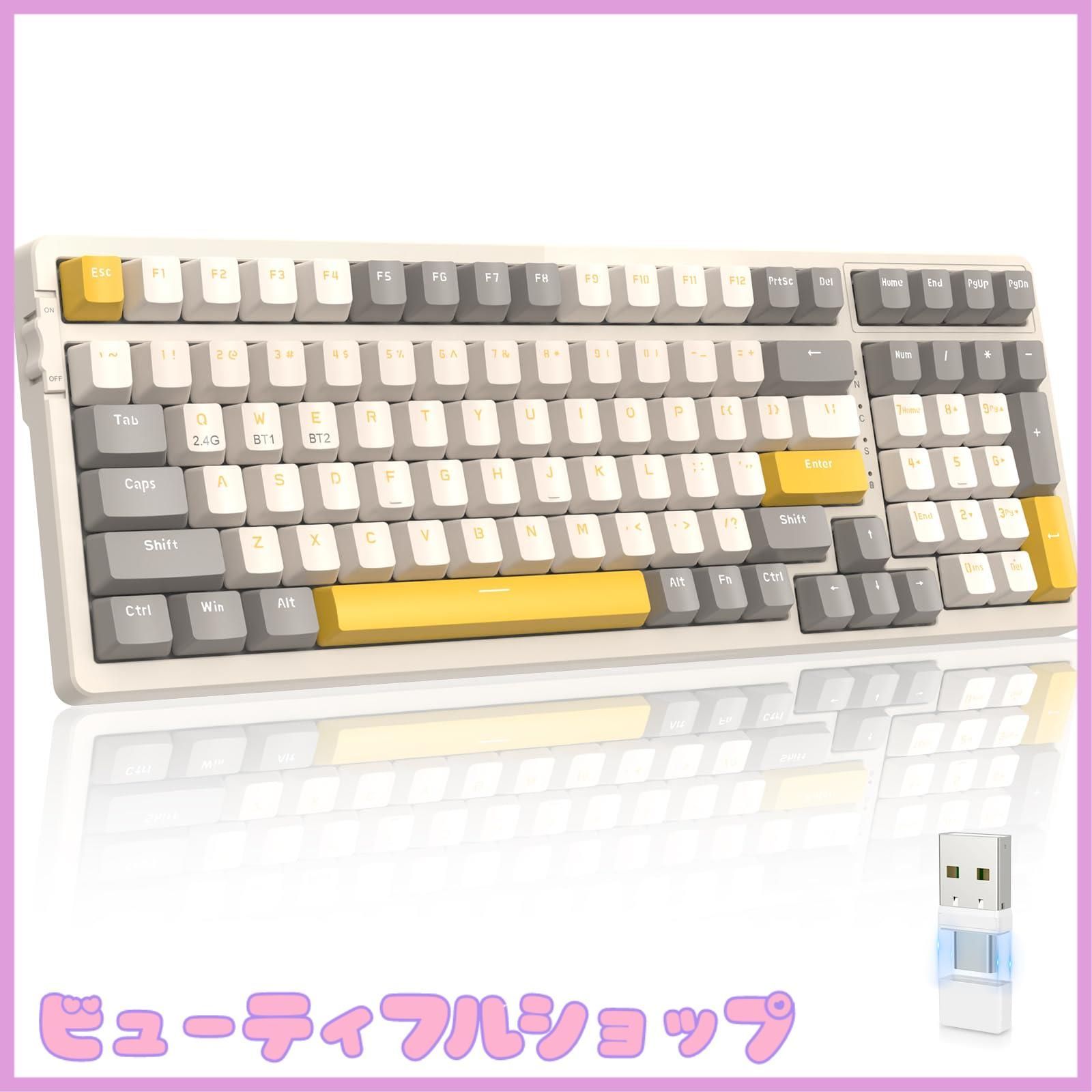 【特価】MAGIC-REFINER ゲーミングキーボード ワイヤレスBluetooth+2.4G連続 Type-C+USBレシーバー 無線 小型 100キー ホットスワップ テンキー付き ゲーミング、オフィス用 Windows Mac iPad iOS And