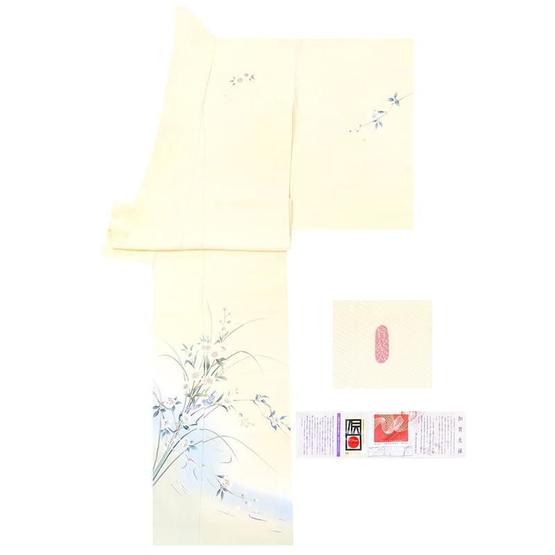 ※店舗改装・在庫一掃売り尽くし！京加賀友禅手描き上品染、裾ボカシ☆加賀五彩吉祥四季花文訪問着（10010651） himawari様専用\u203b店舗改装・在庫一掃売り尽くし！仕立無料「お茶の