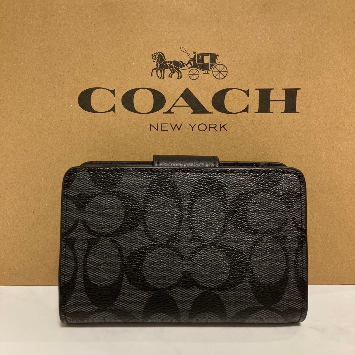 新品 COACH 長財布 コーチ 二つ折り財布 レディース メンズ ブラック シグネチャー シルバー - メルカリ