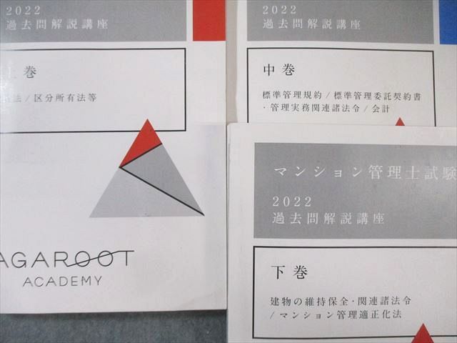 アガルート マンション管理士試験 過去問解説講座 上巻/中巻/下巻 2022年合格目標 計3冊 060M4D アガルート マンション管理士試験 過去問解説講座 上巻/中巻