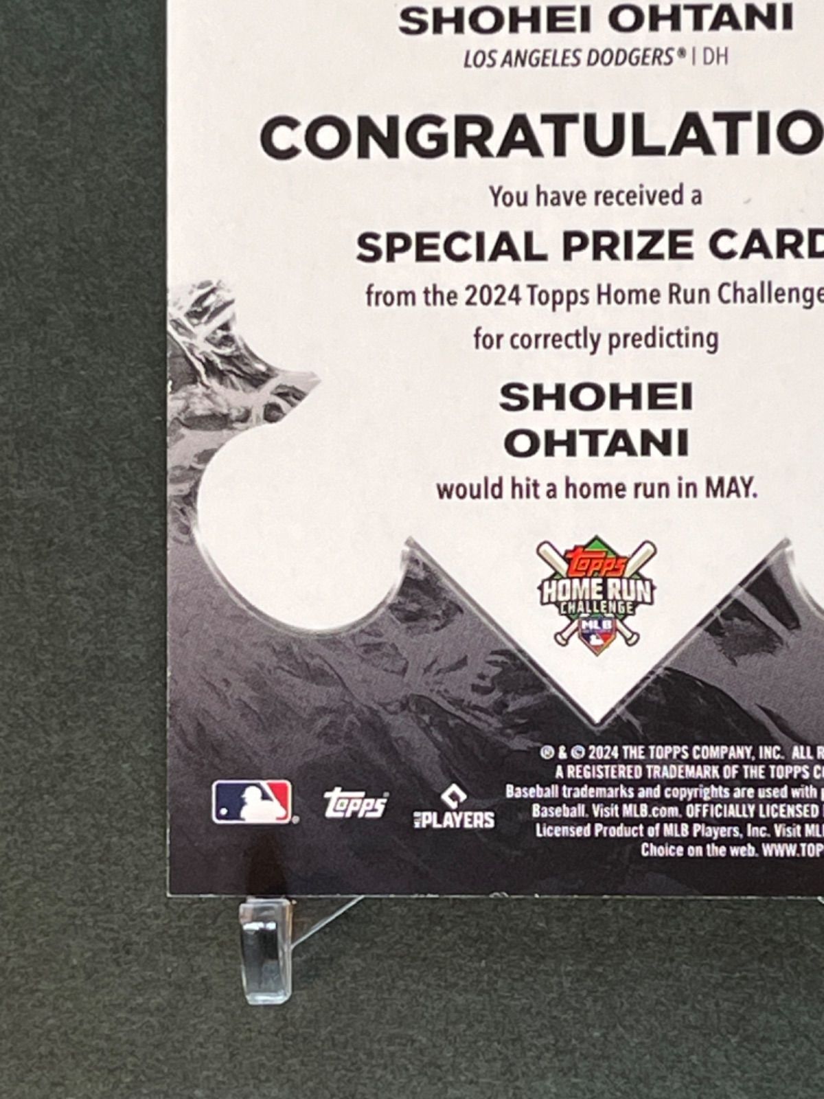 180枚限定当選品】大谷翔平ホームランチャレンジ当選カード 2024