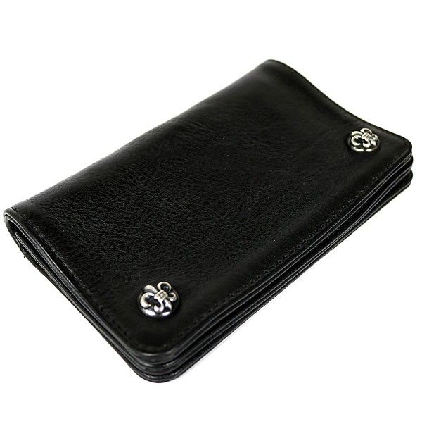 CHROME HEARTS フレアボタン レザーウォレット キーホルダー　セット CHROME HEARTS クロムハーツ クロス レザー キーホルダー