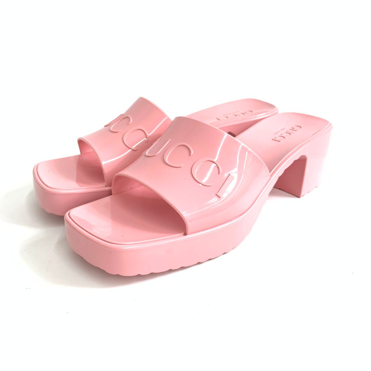 良好 GUCCI グッチ 表記サイズ 39 ラバースライド サンダル ピンク レディース 241007001547