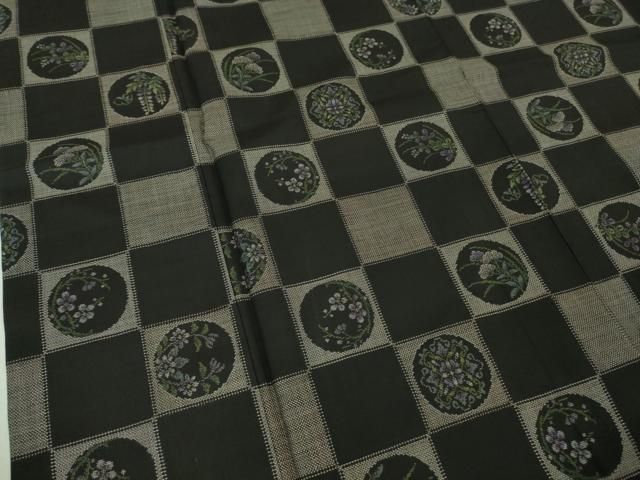 平和屋本店□極上 本場大島紬 9マルキ 市松花丸文 逸品 DZAA6643kh5
