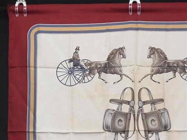 Celine セリーヌ スカーフ 馬車モチーフ ベージュ系 CELINE セリーヌ 馬車柄 大判 スカーフ ストール ショール