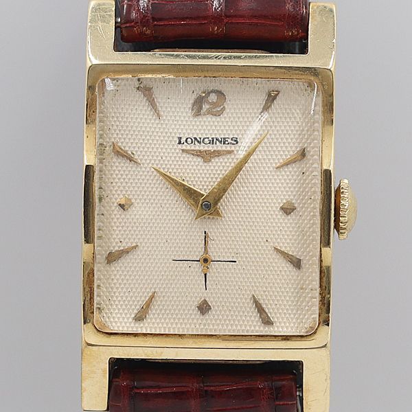 デッドストック級 稼働 ロンジン 手巻き14K YG シルバー メンズ腕時計 