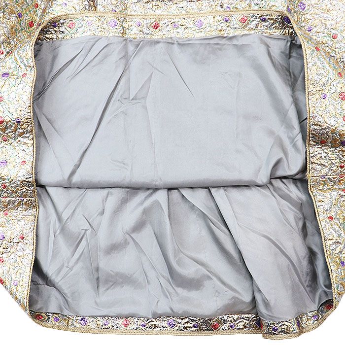 送料無料キャンペーン中！ SAINT LAURENT サンローラン ヴィンテージ スカート メタリック ジャガード 花柄 フローラル シルク × ウール Aライン ボトムス レディース サイズ 34 マルチ 総柄 フランス製