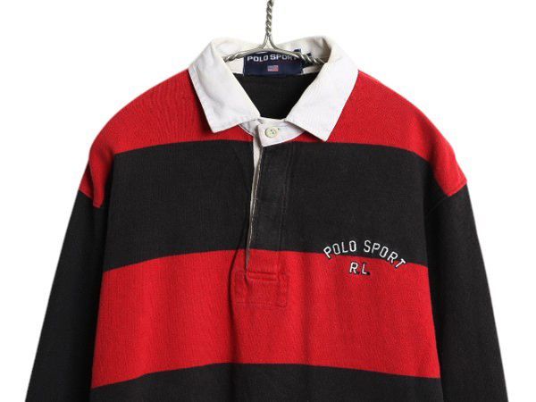 90s ポロスポーツ POLO SPORT 長袖 ラガーシャツ LL ボーダー 楽天市場】90s □ ポロスポーツ ラルフローレン ワイド ボーダー 長袖