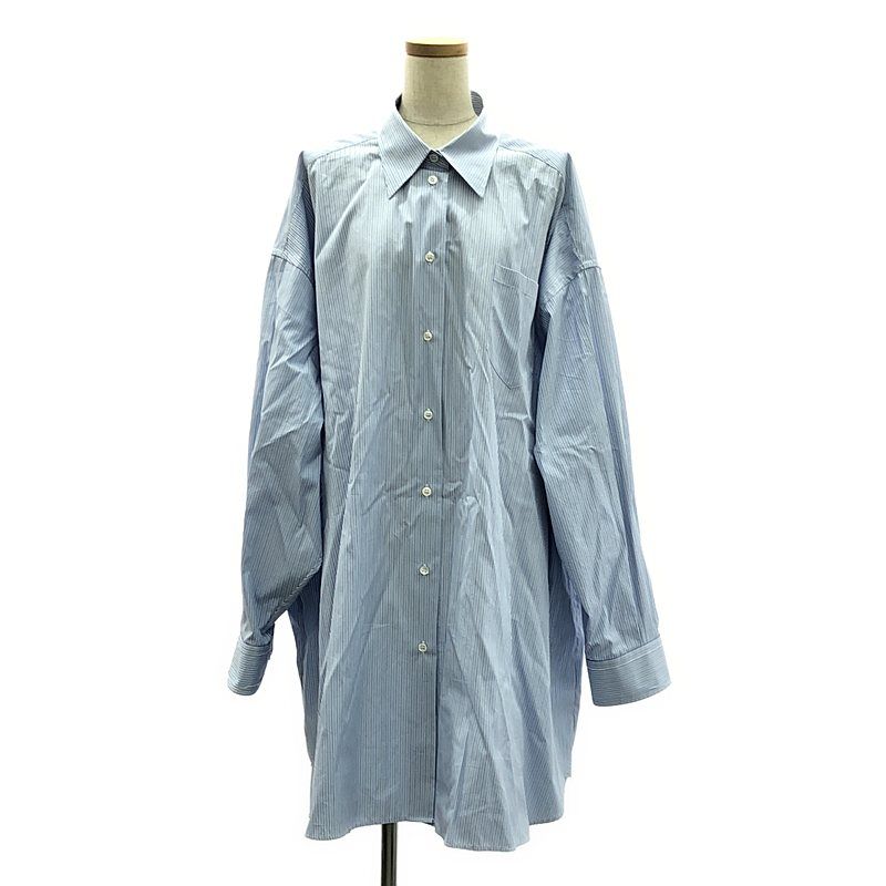 【美品】  Maison Margiela / メゾンマルジェラ | 2022AW | コットン ポプリン ピンストライプ シャツ | XS | ブルー/ホワイト | レディース 美品】 Maison Margiela / メゾンマルジェラ | 2022AW | コットン