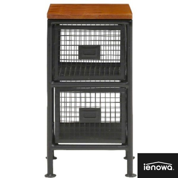 【メーカー直送】収納棚《  縦型2杯引出チェスト SFC 》ienowa イエノワ 収納家具 メッシュ ウッド 衣類 収納 メタルチェスト スチールチェスト リビングチェスト メタルラック チェスト 北欧 