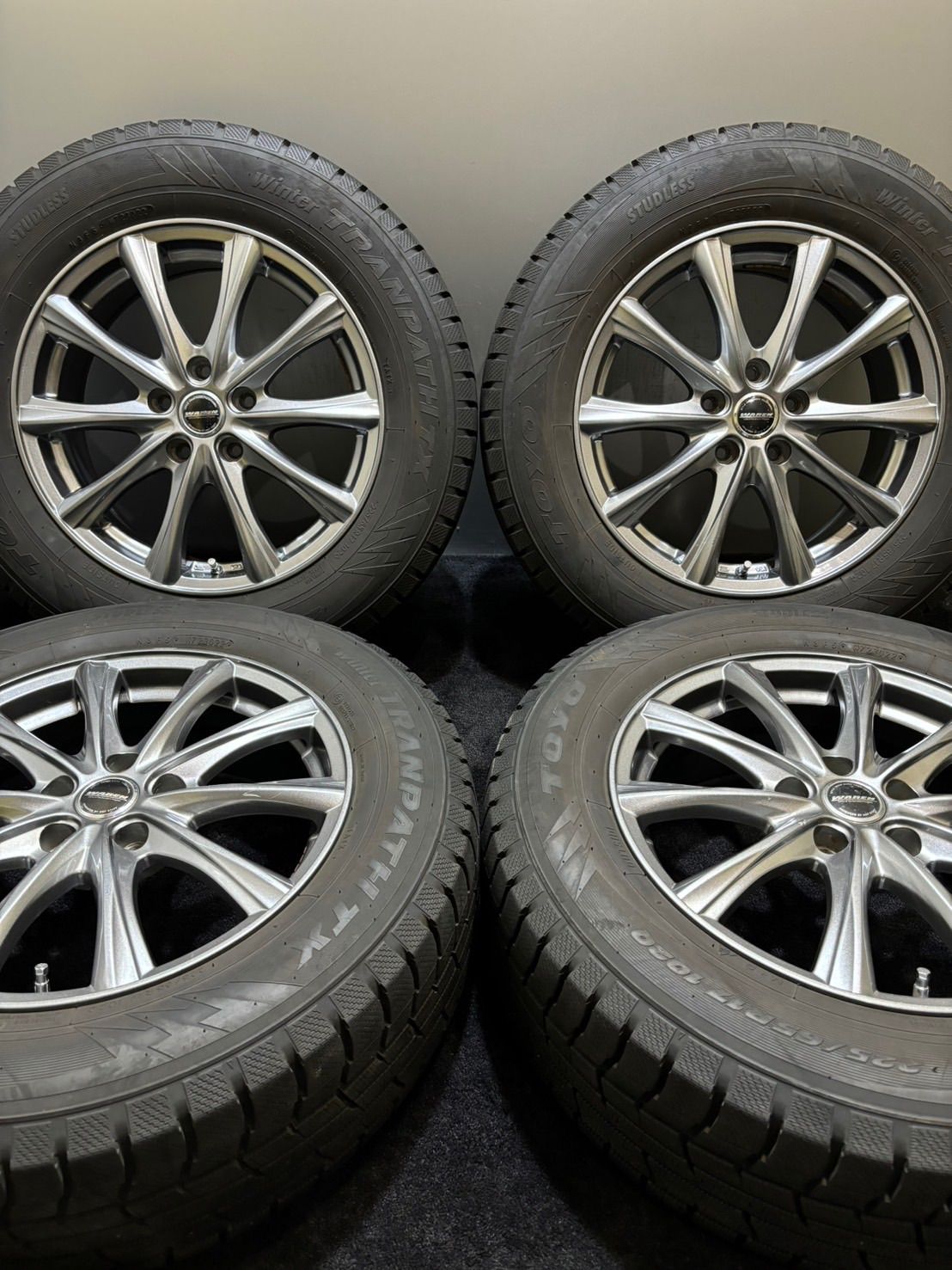 ★225/65R17 TOYO/Winter TRANPATH TX 22年製 WAREN 17インチ 7J +48 114.3 5H スタッドレス  4本 エクストレイル CX-5 (南7-G262)