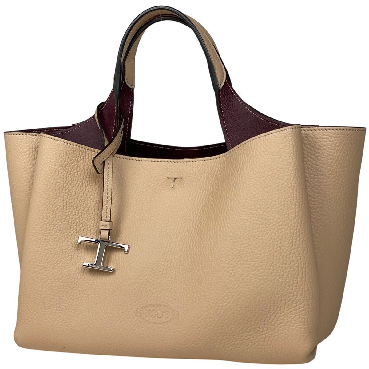 トッズ TOD’S レザーバッグ ミニ Tタイムレス Tステッチ ハンドバッグ レザー ベージュ レディース