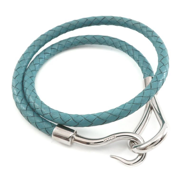 美品 エルメス HERMES ジャンボ チョーカー 編み込み 2連