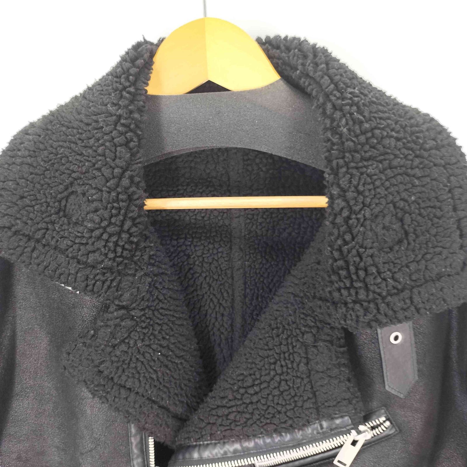 zara メンズ ムートンライダース ブラック（ザラ ZARA
