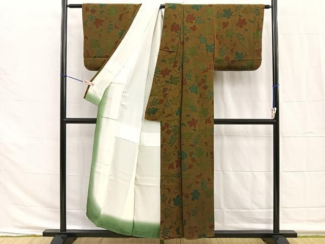 作家物 落ち着いた色味 素敵な葉模様 小紋 正絹 AK-6618 型染め 藍染 葉模様 素敵なデザイン 小紋 正絹 AK-7354 - メルカリ
