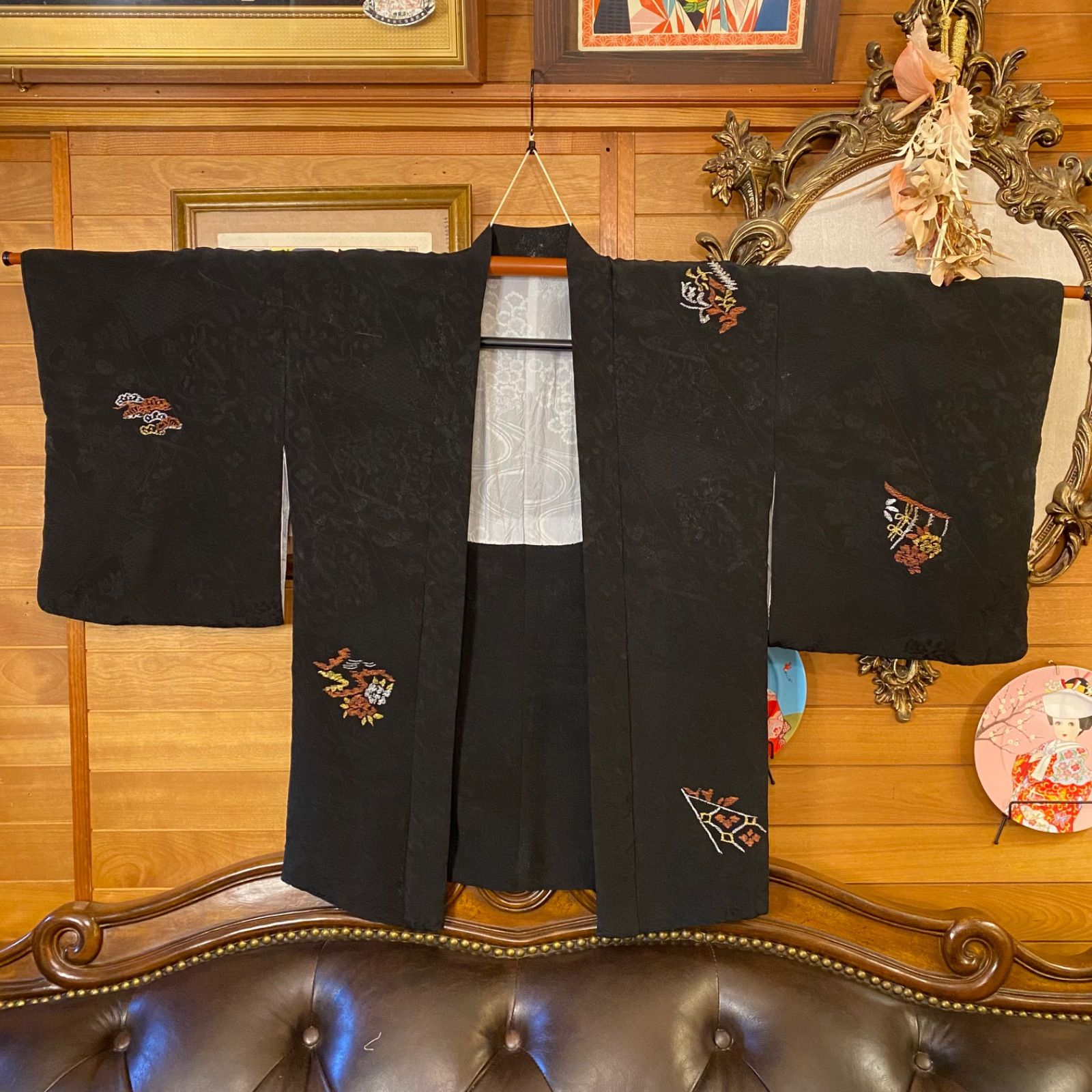 羽織　黒　レトロ　アンティーク　和洋折衷コーデ　コスプレ　リメイク 和洋折衷 黒羽織コーデセット コーディネート まとめ売り レトロ
