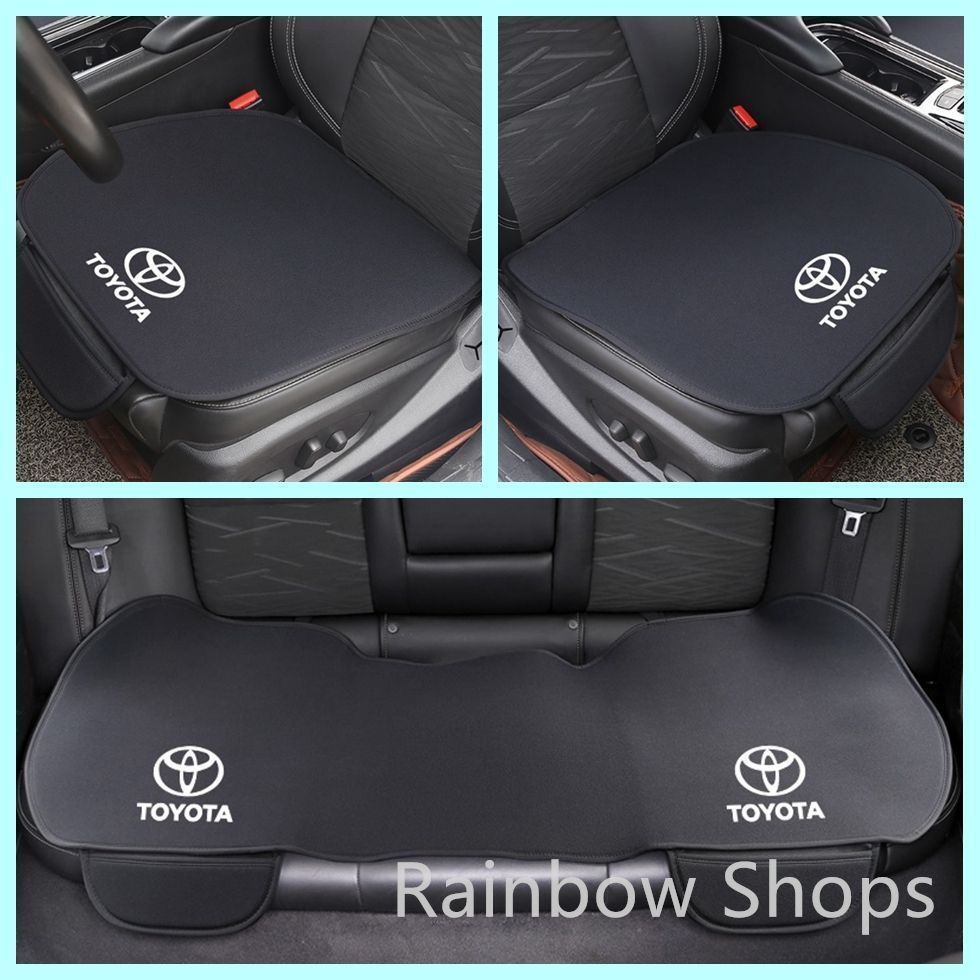 トヨタ Toyota ロゴ入り 車用 シートカバー シートクッション カーシートカバー 座布団滑り止め 前座席用2枚 後部座席用1枚 ブラック Alphard Vellfire RAV4 クラウン カローラ C-HR プラド プリウスα