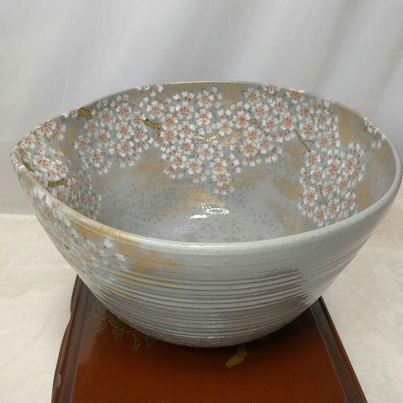 【一点物】平安 山岡善昇 大鉢 桜遊び 共箱 作家物 京焼 清水焼 絵付け 希少 一点物】平安 山岡善昇 大鉢 桜遊び 共箱 作家物 京焼