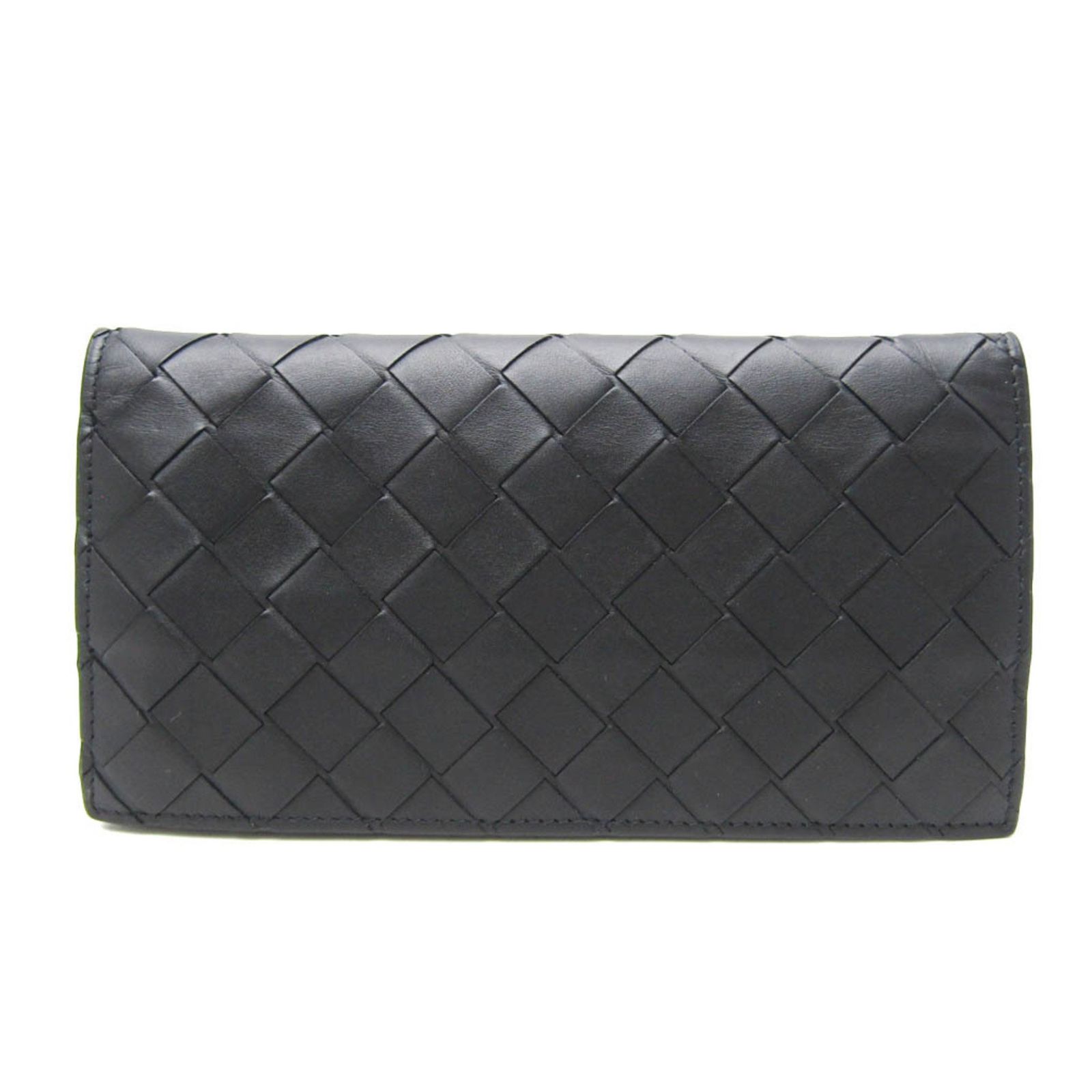 ボッテガ・ヴェネタ(Bottega Veneta) イントレチャート メンズ レザー 長財布（二つ折り） ブラック