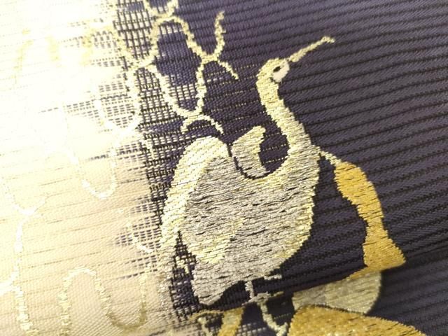 平和屋着物＊夏物 九寸名古屋帯 飛鶴文 金銀糸 正絹 逸品 CAAV4971eg