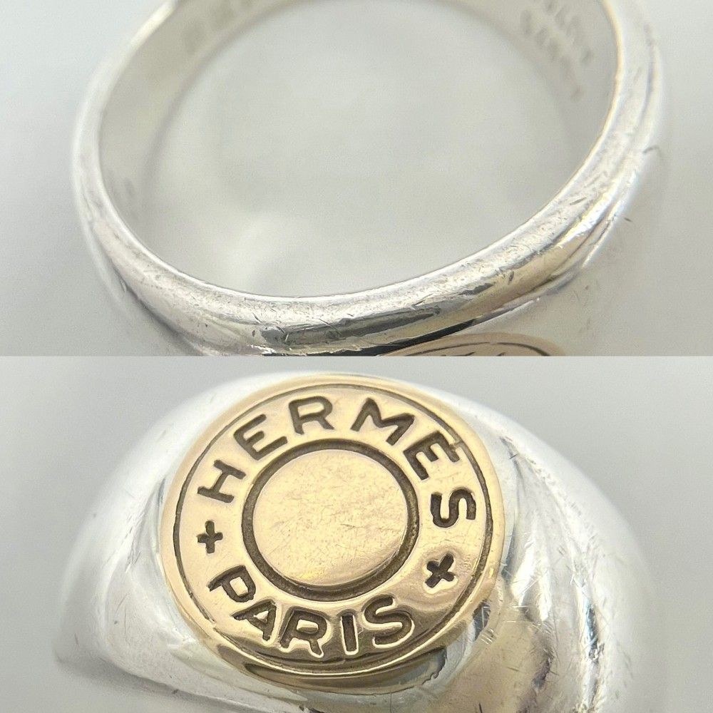 エルメス 指輪 メンズ セリエ リング 63サイズ コンビ ジュエリー ヴィンテージ Au750 18金 HERMES シルバー925 K18ゴールド 約22.5号 ゴールド シルバー 約13.8g 品 SIROKUMA-CORPORATION_COM