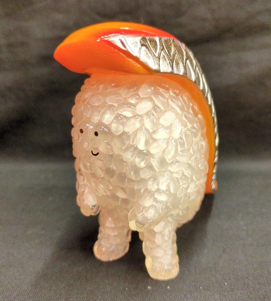 持ち手付き巾着袋 上靴入れ お寿司屋さんネタ柄×ライトブルー 寿司 バッグ