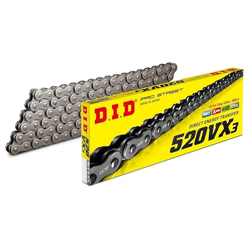 D.I.D(大同工業)バイク用チェーン 軽圧入クリップジョイント付属 520VX3-100FB STEEL(スチール) X-リング 二輪 オートバイ用