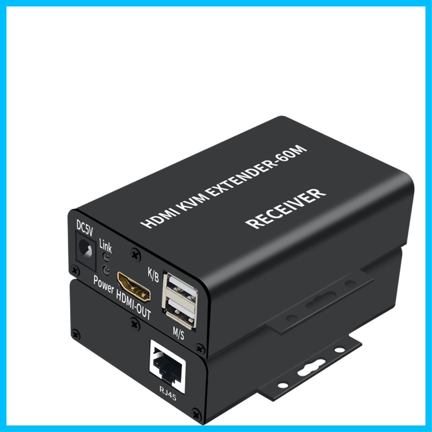 4K HDTV 120M KVMエクステンダーHDMI互換USBエクステンダー CAT6 RJ45 Lanイーサネットエクステンダー ループ3.5mmオーディオIR制御付き 60M