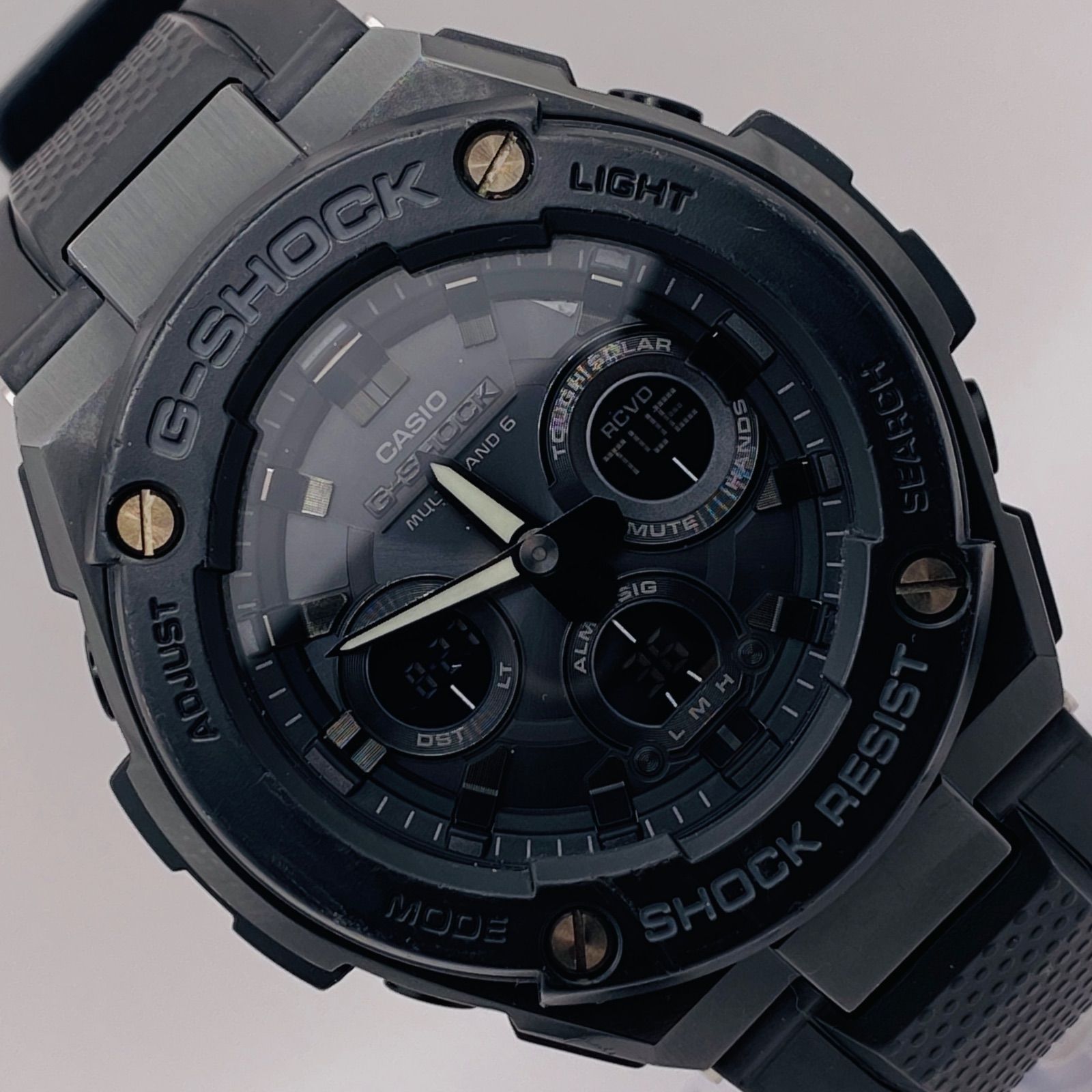 T222）良品 稼動品 CASIO カシオ 電波ソーラー G-SHOCK ジーショック G-STEEL ジースチール GST-W300G-1A1JF  オールブラックモデル 人気 時計 メンズ ユニセックス - メルカリ