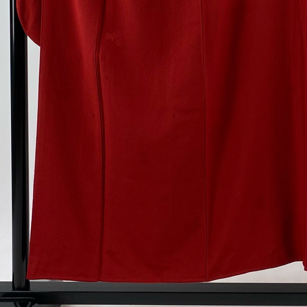 振袖 身丈151cm 裄丈65cm M 袷 山本寛斎 落款 地紋 赤 正絹 秀品