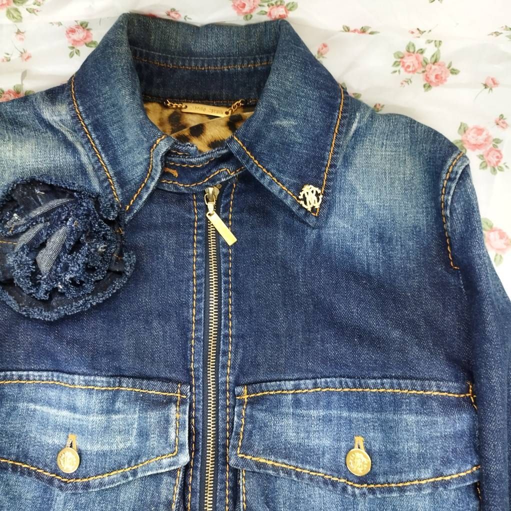 ロベルトカヴァリ roberto cavalli デニム ジャケット レオパード 豹柄