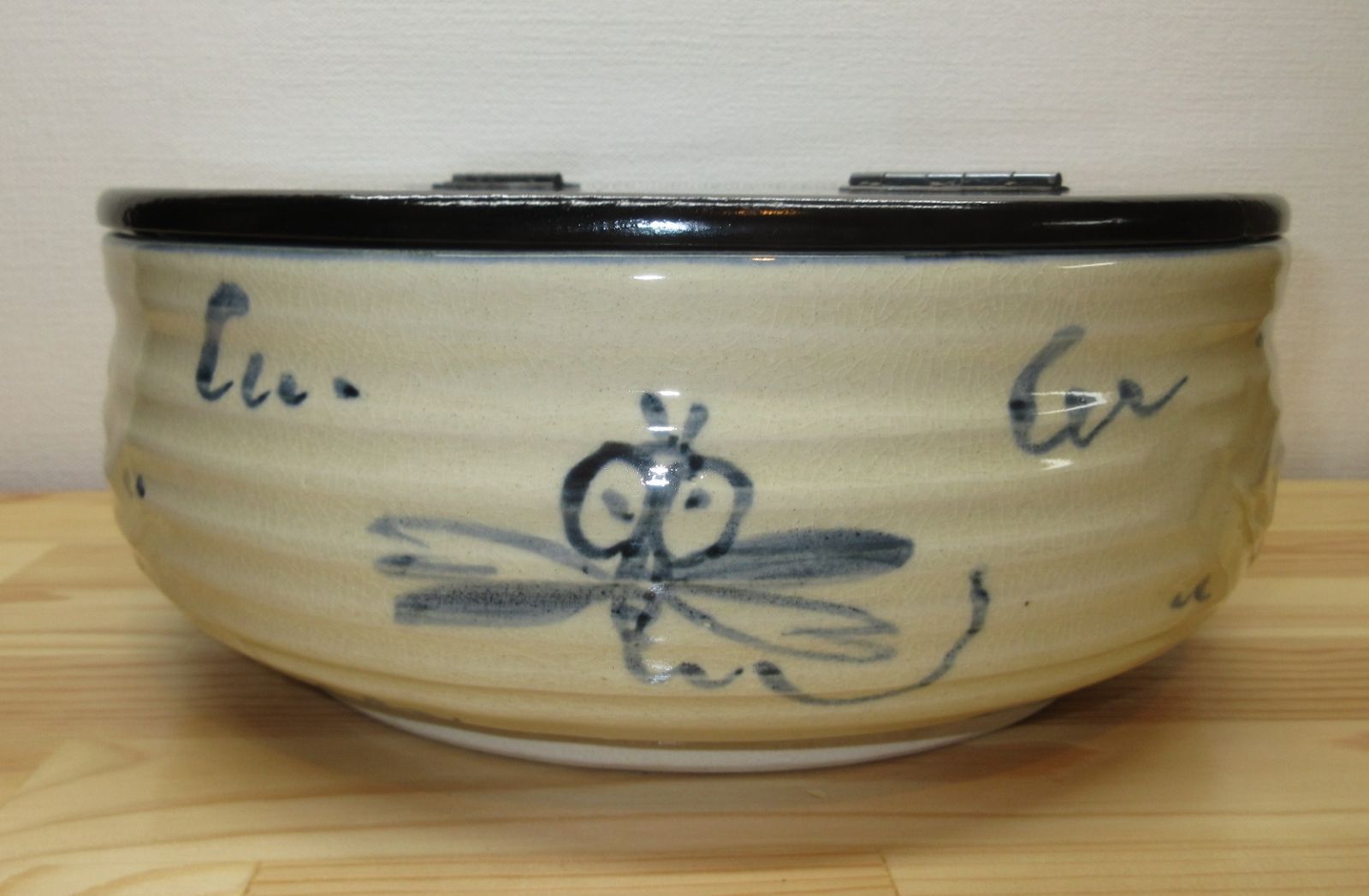 逢絢亭】茶道具 平水指 美濃焼 安南トンボ 割蓋付 加藤五陶