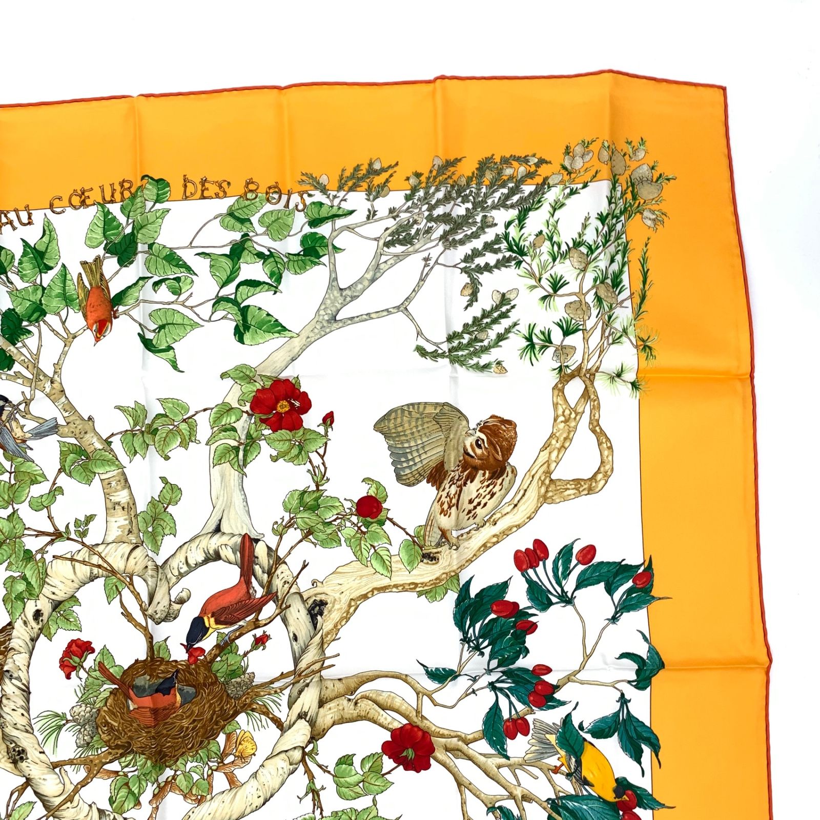 未使用級 HERMES エルメス カレ90 AU COEUR DES BOIS 森の中で 