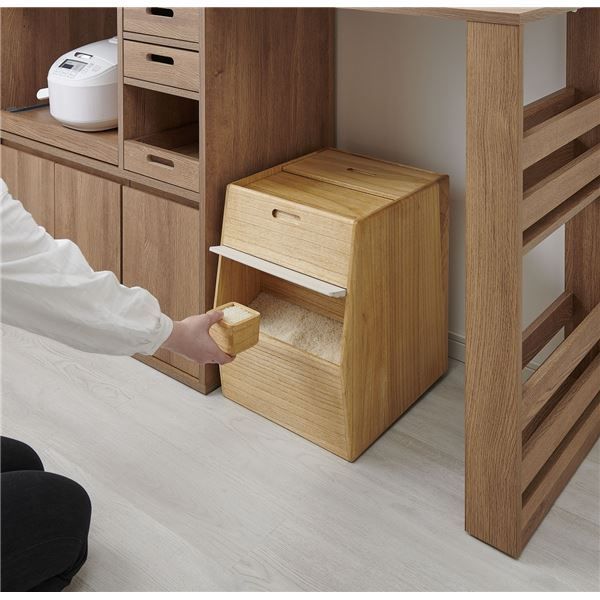 桐 米びつ 30 kg 木製 天然木 フラップ扉 １合升付き kirisai こめ櫃 ライスストッカー キッチン用品 キッチングッズ