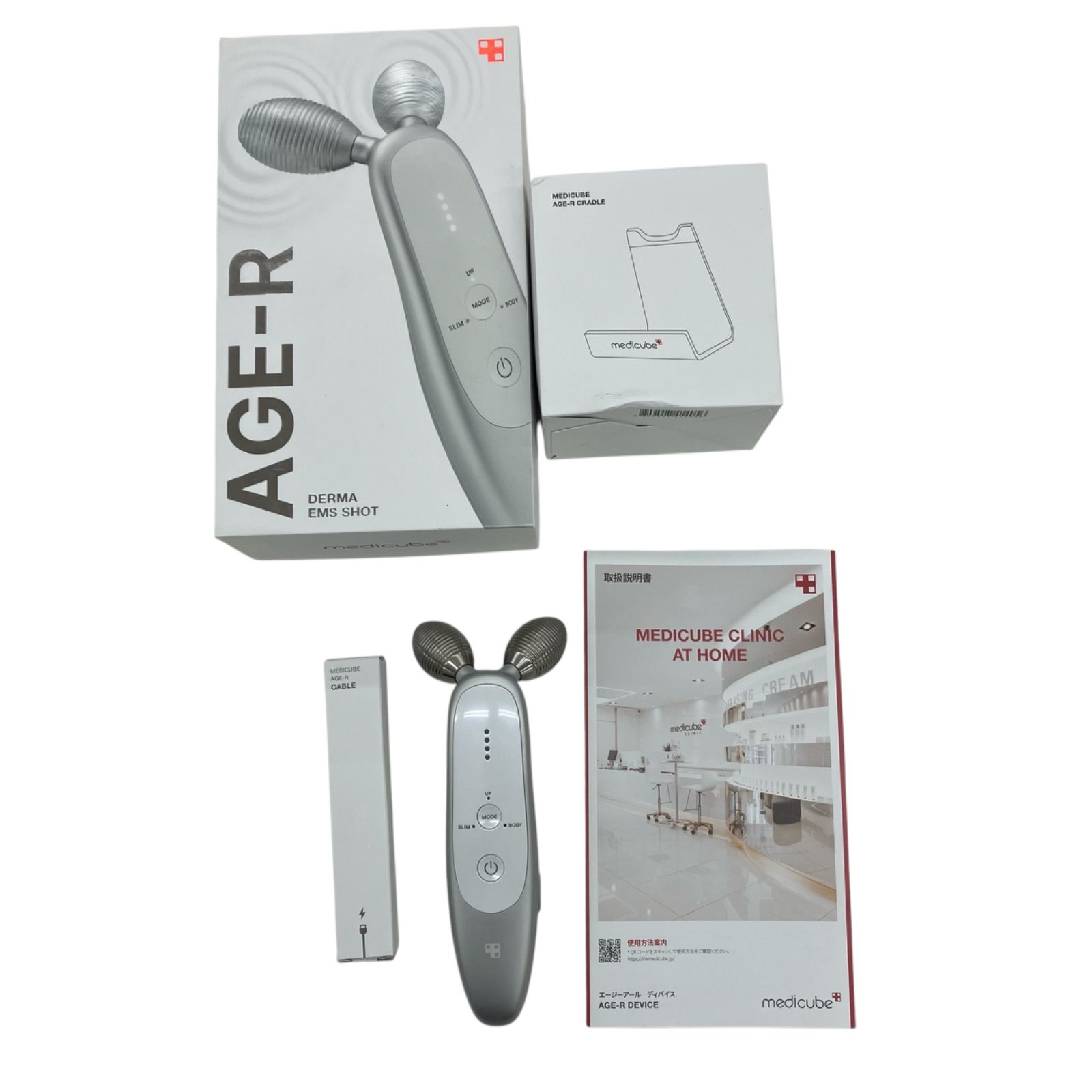 186000 現状品 メディキューブ AGE‐R ダーマEMS ショット 美顔器 クレードル