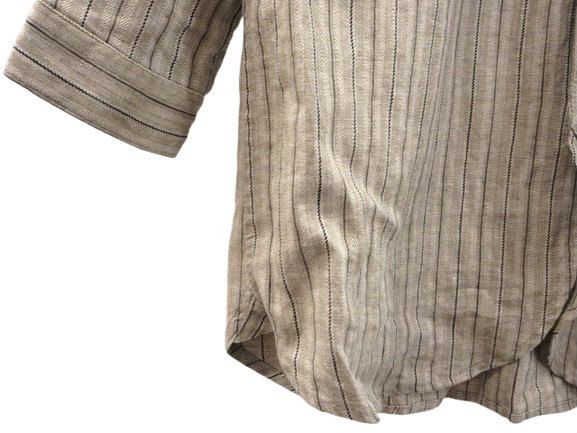 フランクリーダー FRANK LEDER ノーカラーストライプリネンシャツ XS  