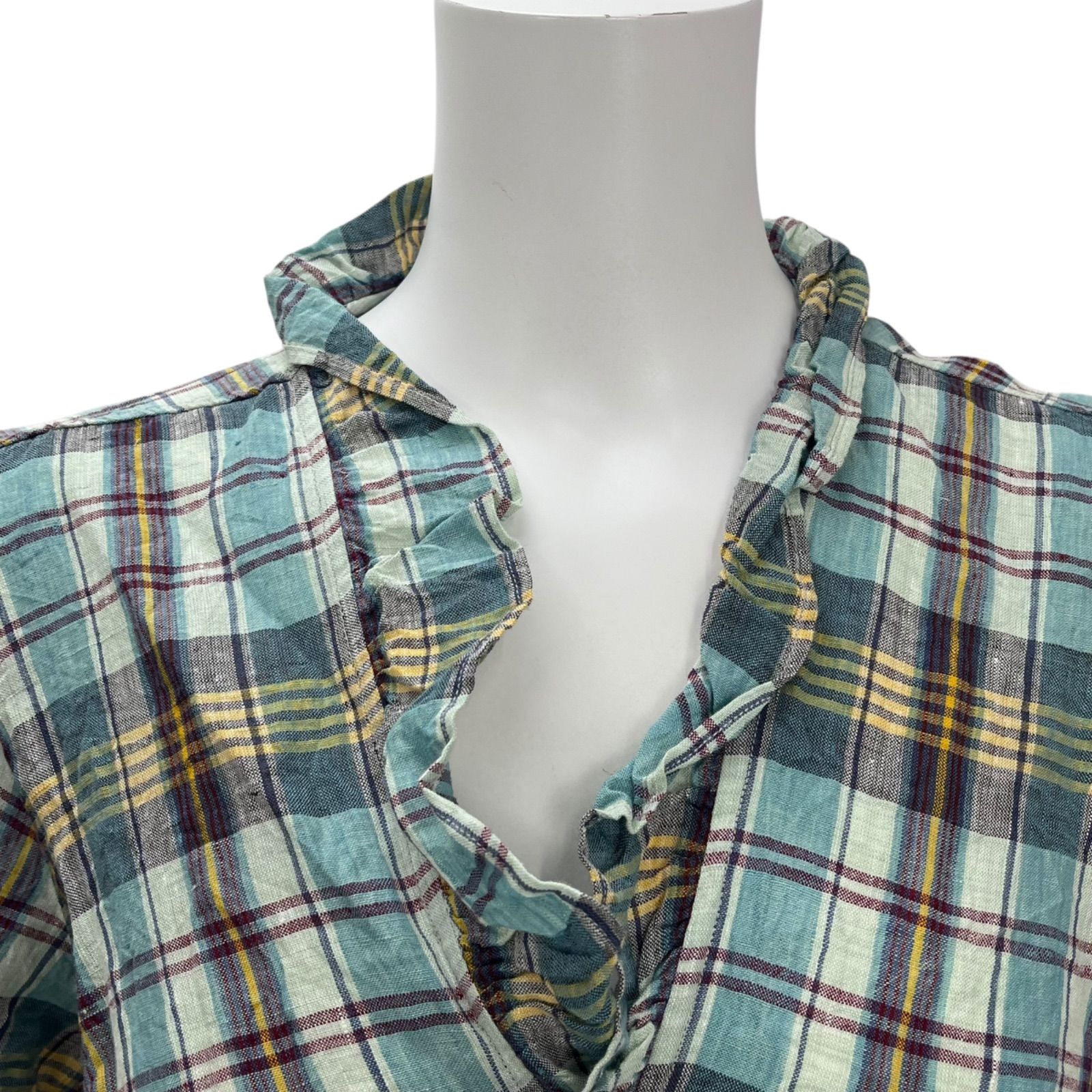 美品✨45R フォーティファイブアール リネン100 チェックブラウス シャツ 45R（シャツ/ブラウス(長袖/七分)）のフリマアイテム一覧