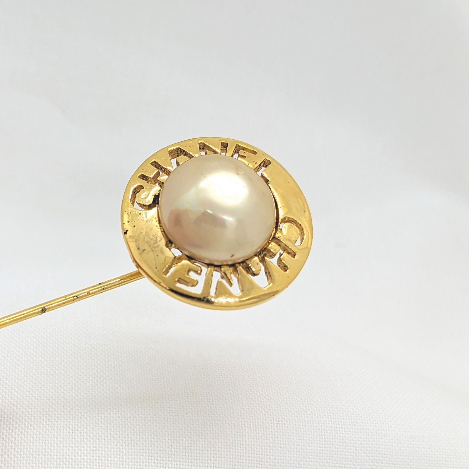 CHANEL シャネル ヴィンテージ パール ゴールドカラー ピンブローチ CHANEL シャネル ヴィンテージ パール ゴールドカラー ピン