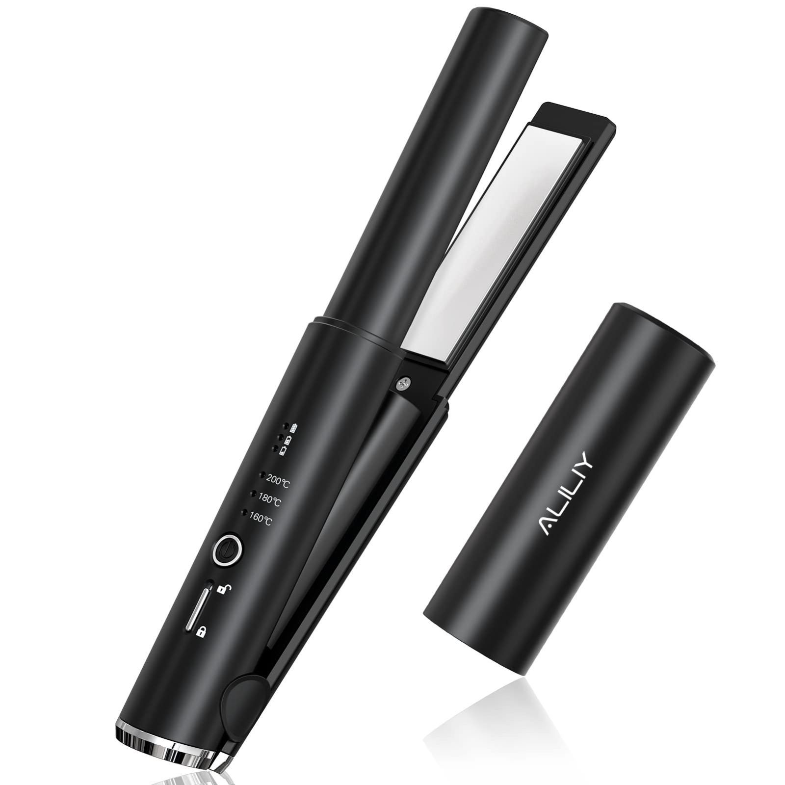 コードレス ストレートアイロン ミニ 小型 持ち運び 両用 USB充電式 ヘアアイロン ヘアアイロン 2way カール 前髪用ヘアアイロン 誤起動防止ロック 160|180|200度設定 男女兼用 家庭|旅行|出張|通勤用