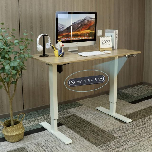 Suhapup 昇降デスク電動式 パソコンデスク 120×60CM 電動昇降式スタンディングデスクつくえ pcデスク 高さ調節メモリー機能付き 高さ71~117CM 高さ調節 ブラウン
