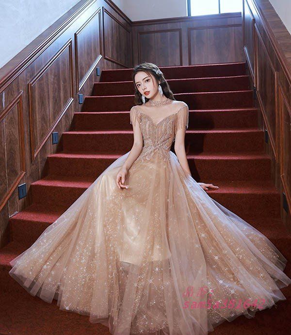 ドレス 大人 ピアノ 発表会 ロングドレス 演奏会 結婚式 ピアノ発表会 母親 半袖 袖付き ワンピース 演奏会用ドレス 演奏会ドレス am5a381642