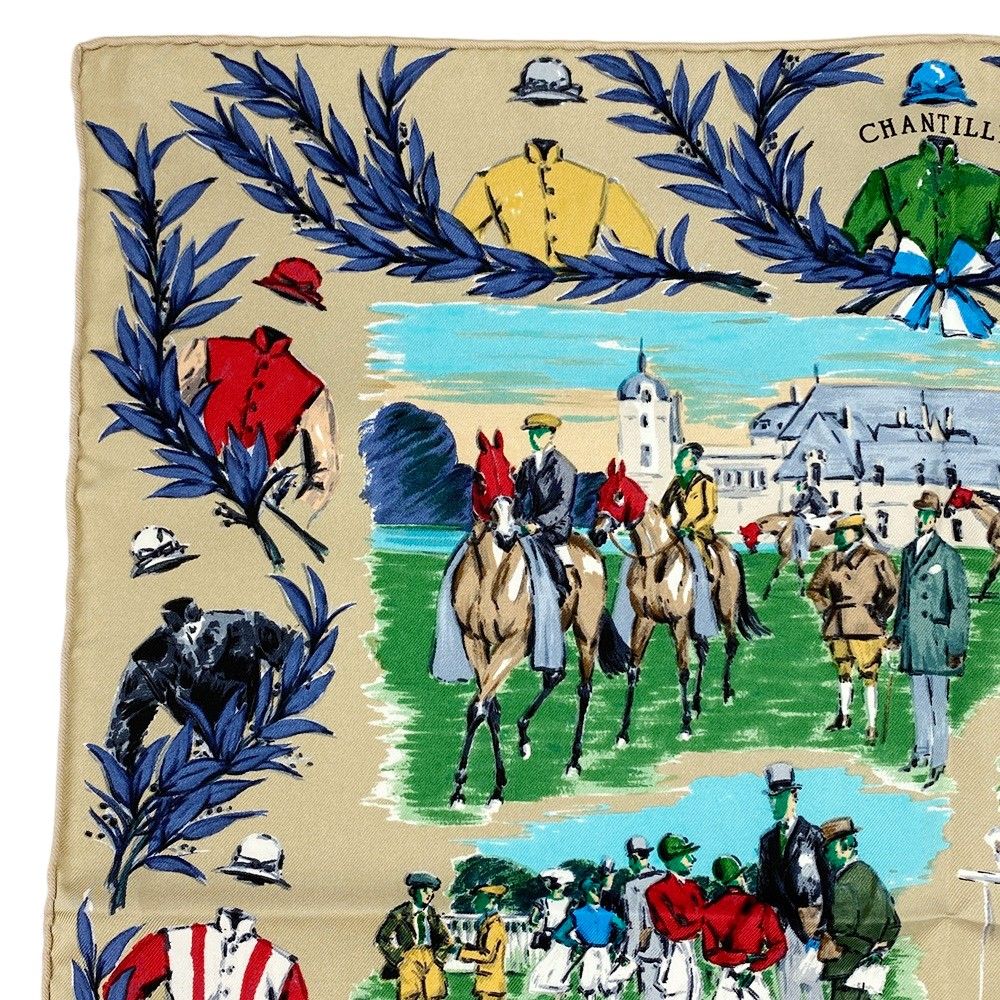 □新同□ エルメス カレ 45 ミニ スカーフ CHANTILLY シャンティイ