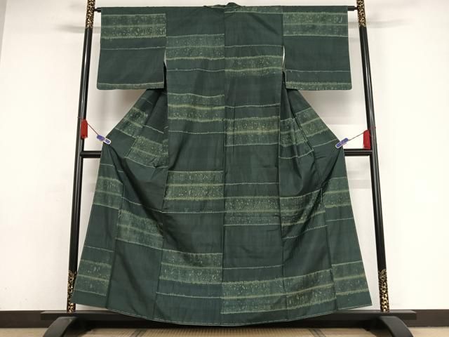 平和屋着物○江戸小紋 小紋師 寿永 吉祥花文 黒地 正絹 逸品