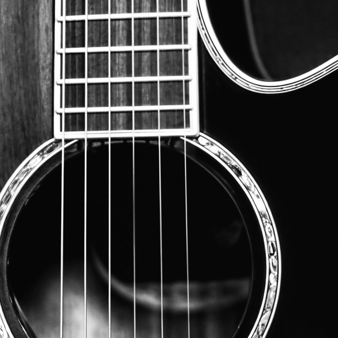 アートポスター モノクロ アコースティックギター 音楽 楽器 白黒写真