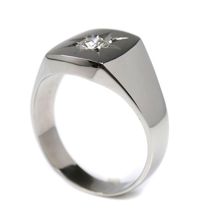Pt900プラチナ リング 指輪 ダイヤモンド0.38ct 23.5号 18.2g メンズ