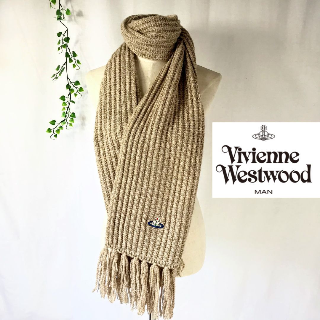 Vivienne Westwood MAN スヌード オーブ Vivienne Westwood MAN マフラー オーブ 毛糸 ニット 刺繍ロゴ