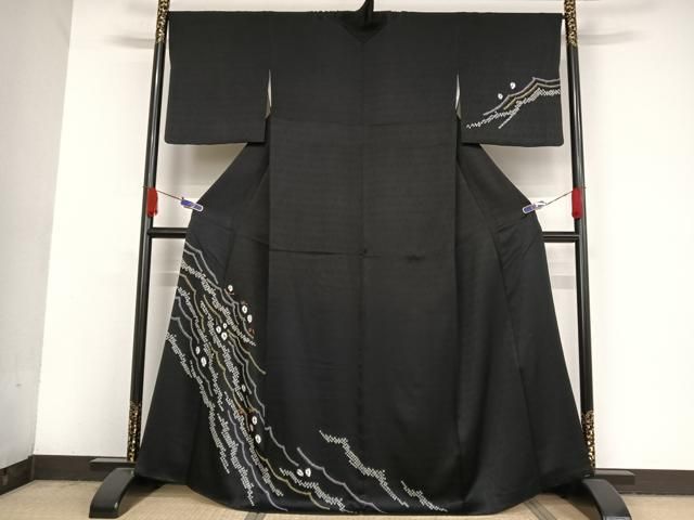 平和屋着物○本場大島紬 7マルキ 泥染め 籬花文 正絹 逸品 CAAS0039th