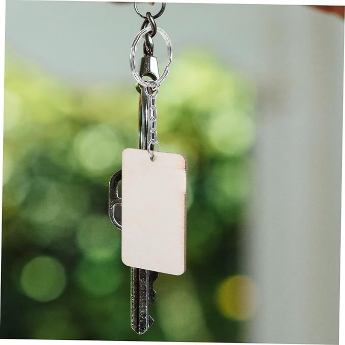 STOBOK 60個 セット 木製キーホルダータグ ウッドチップの装飾 diyの