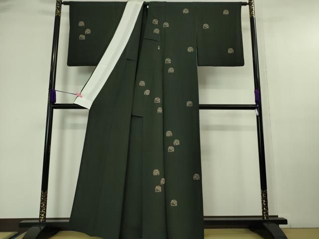 平和屋本店□極上 印傳 訪問着 単衣 花兎 蝉色地 逸品 DZAA6568kh5